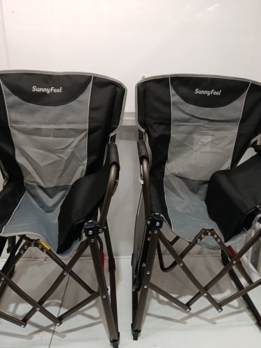 2PK SUNNYFEEL Heavy Duty Oversized Portable Folding Camping Directors Chair with Side Table AND CARRYING BAG - 500LBS CAP - BLACK/GREY (MODEL: ‎AC3008F) image 6