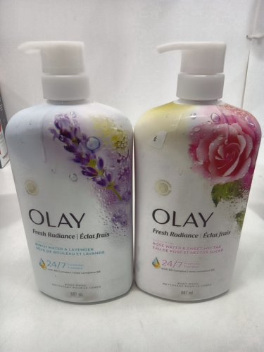 2PC olay fresh radiance body wash with b3 botanical complex - 887ML each - rose water  & sweet nectar / BIRCH WATER & lavender image 2