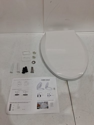 Hibbent Elongated Toilet Seat with Potty Training Seat Built-in - 18.7" - white image 3