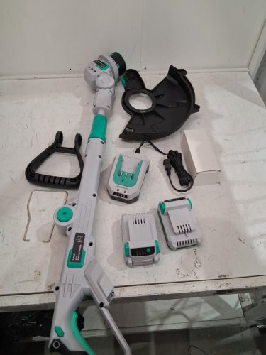 Litheli Cordless Expandable String Trimmer with two 2.0Ah Batteries and Charger - 90° Tilt - 12" - 20V - grey/Teal (model: e01gt00-0a210) image 3