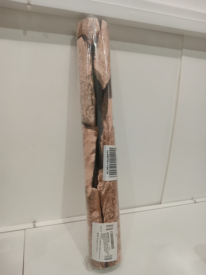 rustic rock/stone decorative designer wallpaper with 3D effect - 31.1ft X 20.8" (54 sq.ft) - brown (model: 57803) image 3