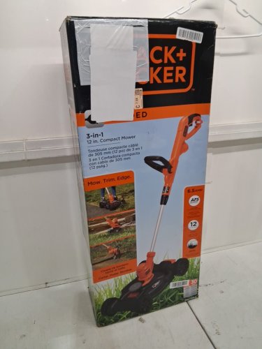 BLACK + DECKER 3-IN-1 COMPACT ELECTRIC MOWER STRING TRIMMER - 12" PATH - 6.5AMP - ORANGE/BLACK (MODEL: BESTA512CM) image 2