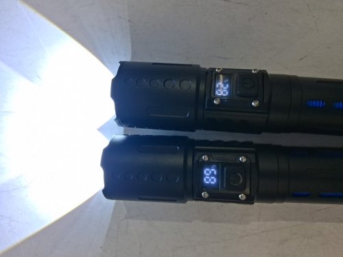 2PK BANRAL SUPER BRIGHT RECHARGEABLE LED FLASHLIGHTS - BLACK (MODEL: K-2303-B) image 2
