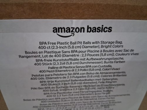 400pk Amazon Basics BPA Free Plastic Ball Pit Balls - 2.3" balls - 6 bright colors (model: 76188) image 4