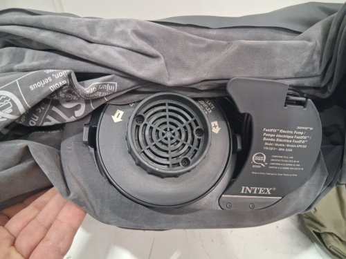 INTEX DURA-BEAM SERIES DELUXE COMFORT PLUSHFIBER-TECH inflatable AIR mattress WITH INTERNAL ELECTRIC PUMP - 18" - QUEEN - grey (MODEL : AP619D/64413ED) image 4