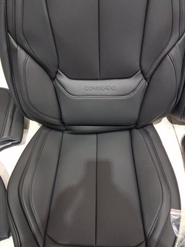 6PC coverado faux leather luxury front seat covers - universal - BLACK image 6