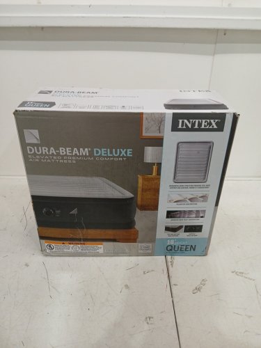 INTEX DURA-BEAM SERIES DELUXE COMFORT PLUSHFIBER-TECH inflatable AIR mattress WITH INTERNAL ELECTRIC PUMP - 18" - QUEEN - grey (MODEL : AP619D/64413ED) image 2