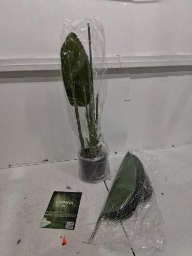 fsohoi Bird of paradise artificial plant WITH POT - 4FT - Green/grey image 3