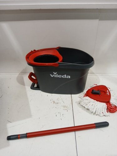 Vileda EasyWring Spin Mop Bucket Floor Cleaning System with Power Mop Head & extendable handle - red/grey (model: 172880/10683010609981/183310) image 3