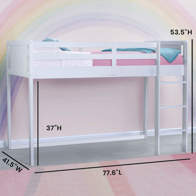 DELTA CHILDREAN LOFT BED WITH GUARDRAIL AND LADDER, WHITE (MODEL: BB81427GN-100) image 2