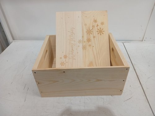 crafty holiday wooden box ' best wishes '  engraved - 15" x 12" x 7" - natural image 2