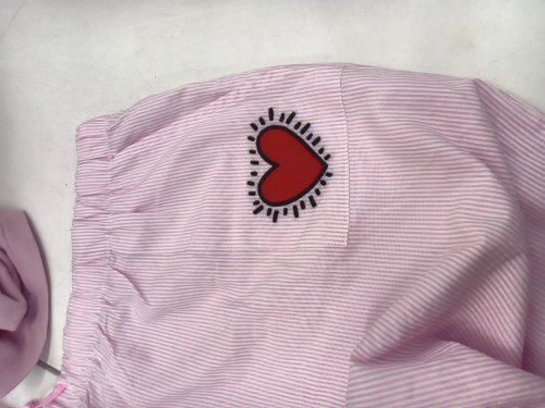 women's Keith Haring Notch Collar Pajama Set - LARGE- PINK/WHITE (style: 1986546) image 2
