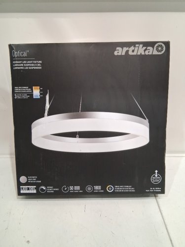 Artika Optical Ring LED Pendant Light Fixture-19.68" x 72"-white/silver- (model:rg25wc-sl) image 2