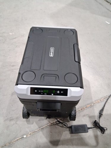 EUHOMY Portable Electric Cooler AND Freezer with Wheels & 2 COMPARTMENTS - 50L - 12V DC / 110-240V AC - BLACK/GREY (MODEL: CFB-50) image 3