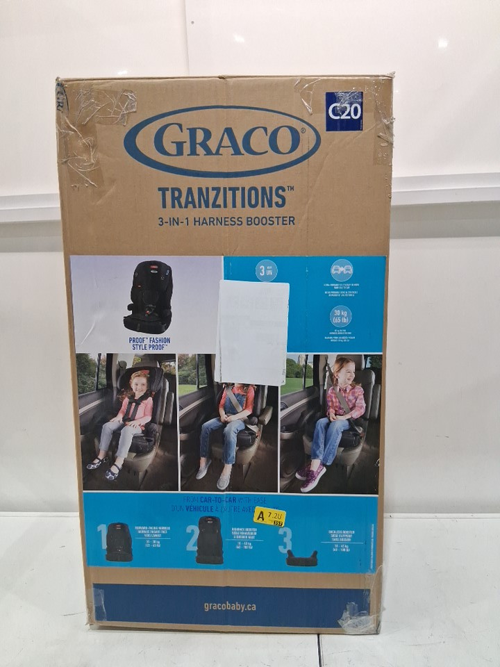 GRACO C20 TRANZITIONS 3-IN-1 HARNESS BOOSTER CAR SEAT - 100LBS CAP - BLACK (MODEL: 2035724) image 6