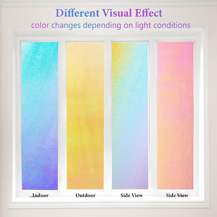 Coavas tinted non adhesive uv protection window films for privacy - 23.6" x 78.7" - glitter/rainbow multicolor image 2