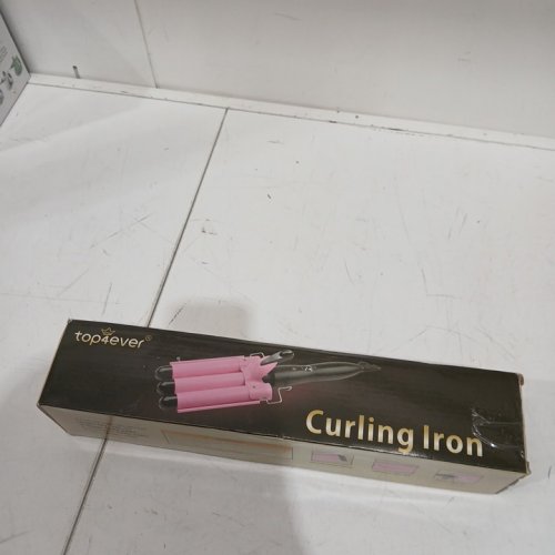 TOP4EVER TRIPLE BARREL CERAMIC ELECTRIC CURLING IROn with Two Temperature Control - 25mm - pink/black (model: ‎HE-19) image 2