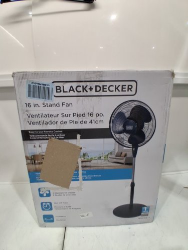 BLACK+DECKER STAND FAN WITH REMOTE- 3 SPEED - 16" - BLACK (MODEL: BFSR16B) image 2