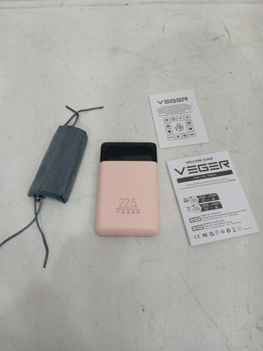 VEGER PORTABLE COMPACT POWER BANK with usb-c & lightning cords - 10000MAH - pink (MODEL: V1202) image 2