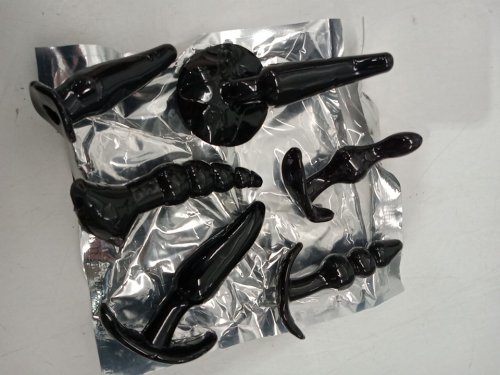6PC Silicone Anal Butt Plug Set - Assorted Shapes and Sizes - Black image 4
