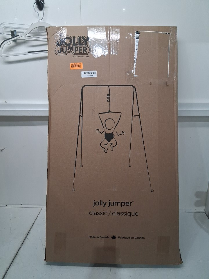 Jolly Jumper Classic Portable Baby Exerciser With Fabric Saddle - 28 LBS Max - White/black (Model: 108) image 2