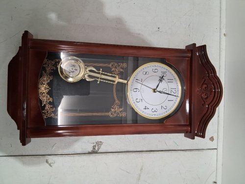 clockwise vintage grandfather pendulum wall clock - 11.2" x 3.3" x 23.7"- brown image 3