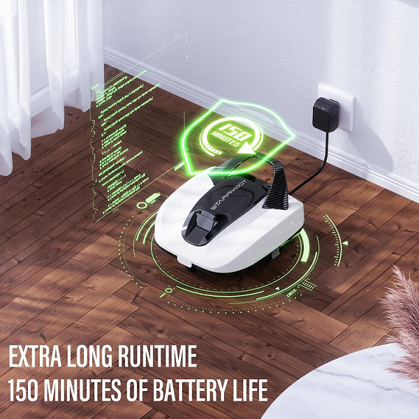 starrybot cordless robotic pool vacuum cleaner - max 900 sq.ft & 8.5ft deep - 12v - white (model: et2310) image 4