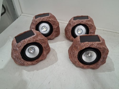 4PK Timeflies Outdoor Faux Solar Rock Lights/Spotlight for Yard with Adjustable Light Direction & Auto On/Off - IP65 Waterproof - brown (MODEL: LT-151S4) image 3