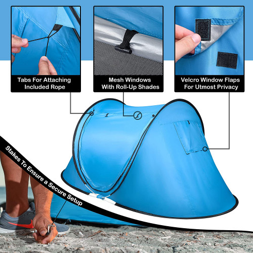 ABCOSPORT OUTDOOR POP UP CAMPING TENT for 2 - blue (model: abc2160) image 2