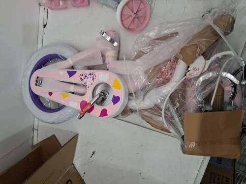 Glaf Toddler Girls Bike with Training Wheels Doll Seat and basket - 12" - White pink  (model: KF-B02) image 5