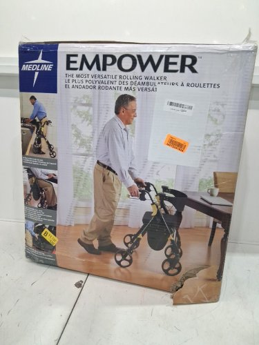 MEDLINE EMPOWER ROLLATOR WALKER - 300LBS CAPACITY - BLACK/YELLOW (MODEL: MDS86845BLKM) image 2