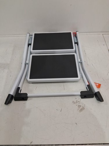 Ergonomic Folding Steel Step Stool with Wide Anti-Slip Pedal - 2-Step 330lbs Capacity - black/white (model: wk2031) image 3