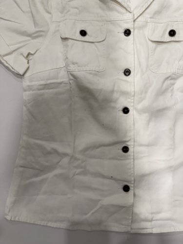 Women's Denim Jacket Short Sleeve Collared Button Up - MEDIUM - WHITE image 2