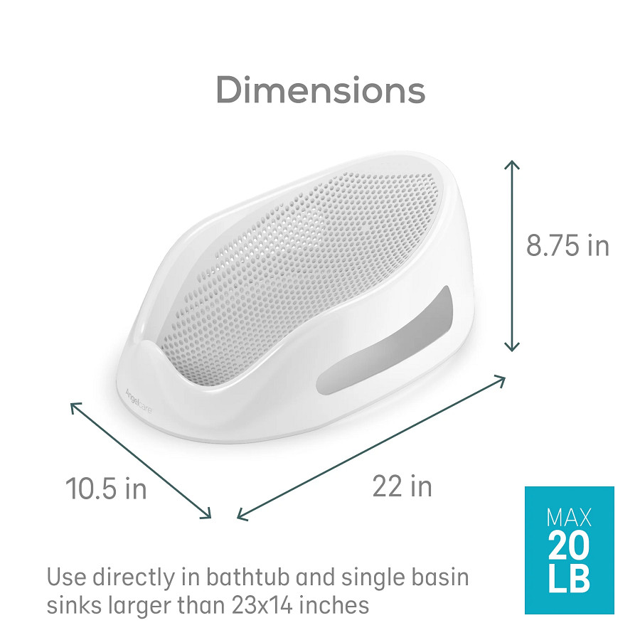 ANGELCARE SOFT-TOUCH BABY BATH SUPPORT SEAT - 0 to 6 months - 20lbs cap - grey/white image 2
