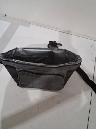 INSULATED LUNCH BAG WITH ADJUSTABLE CARRYING STRAP - 10L - GREY/BLACK image 2