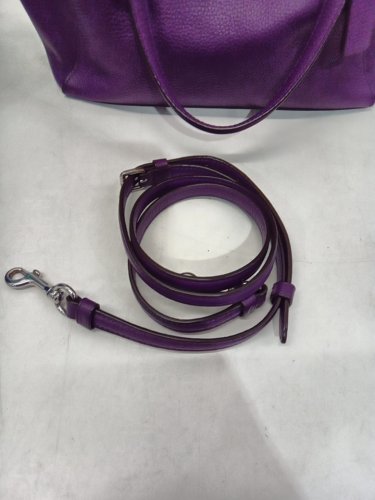 WOMENS COACH prairie pebbled leather satchel handbag - purple image 3