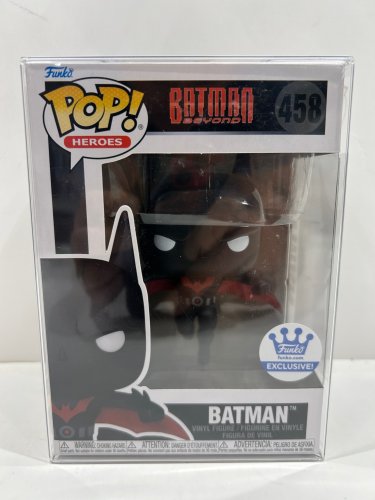 Funko pop! **funko exclusive** heroes: Batman beyond - batman vinyl figure (#458) **plastic protector cover** image 2