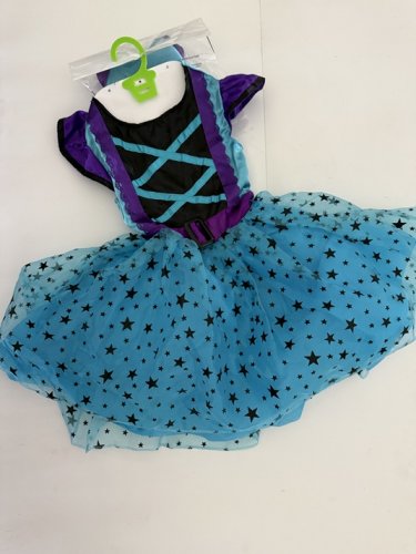 2PC TODDLER MAGICAL WITCH COSTUME DRESS AND HAT - 3-4T - BLUE/PURPLE image 2