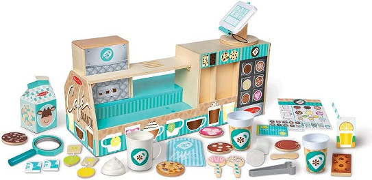 35PC MELISSA & DOUG WOODEN COFFEE SHOP BARISTA CAFE PLAYSET image 3