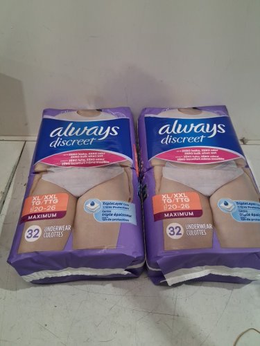 64PK WOMENS ALWAYS DISCREET INCONTINENCE UNDERWEAR - XL/XXL | MAXIMUM - PEONY/PINK image 3