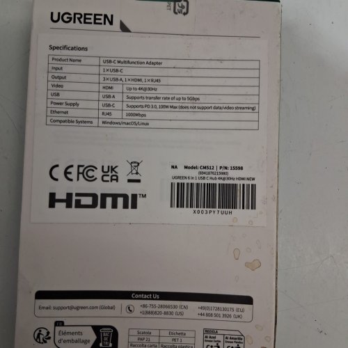 UGREEN 6-in-1 USB C Hub with Gigabit to Ethernet Adapter (model: 15598/cm512) image 4