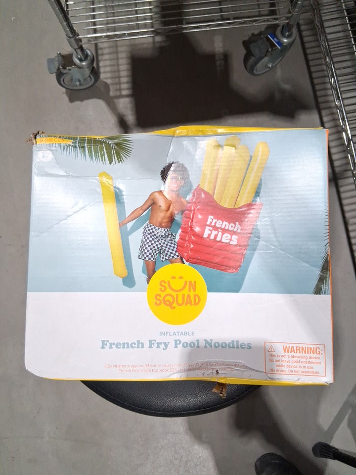 SUN SQUAD INFLATABLE FRENCH FRY POOL NOODLES - 34"H X 26"W X 15"D - RED/YELLOW image 2