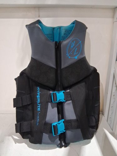 WOMEN'S HYPERLITE NEOPRENE PFD LIFE VEST WITH BUCKLE STRAPS - ADULT SMALL - BLACK/GREY/BLUE (MODEL: 3247/1819493) image 2