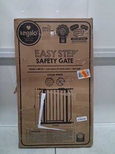 REGALO EASY-STEP METAL WALK-THROUGH SAFETY GATE, 30" X 29'' - 38.5'' - WHITE (MODEL: 1160DS) image 2