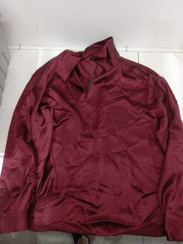 Men's Fashion Nova satan 3/4 long sleeve shirt - extra large - burgundy image 2
