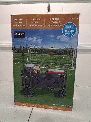 MAC SPORTS FOLDING WAGON WITH BRAKES AND POCKETS - 8.6" X 21.7" X 25" - 350LBS CAP - BLACK (MODEL: 1872234) image 2