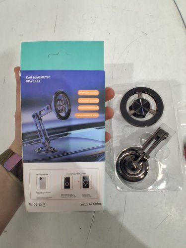360° Rotating Aluminum Alloy Magnetic Car Phone Mount with Adjustable Long Arm - BLACK image 3
