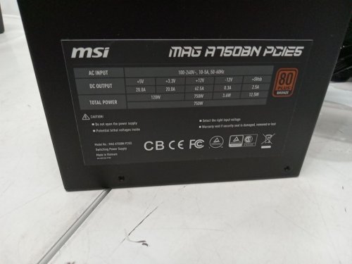 MSI MAG A750BN PCIE 5 non modular Gaming Power Supply - 80 Plus BronzeCertified 750w - black image 6