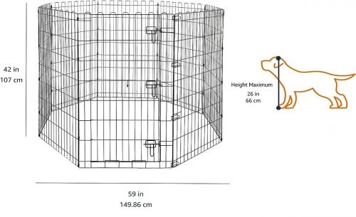 Foldable Metal Exercise Dog Playpen - 42" - Black image 2