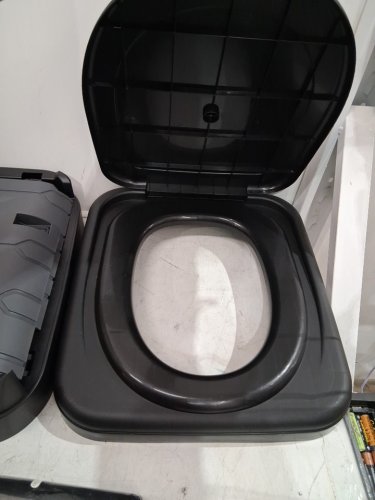 portable folding camping toilet - 330lbs max - grey/black (model: kz-702) image 4